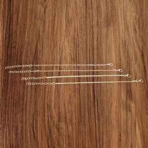 Delicate Goldtone Chain Bracelets - SET OF 4 HEART, MEDIUM BOX, SMALL BOX, BALL